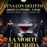 locandina spettacolo e cena con delitto Trino 31 ottobre 2026